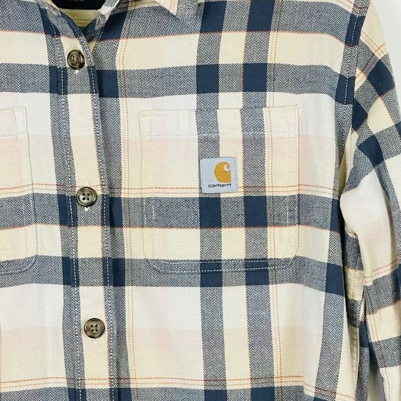 Carhartt Rugged Flex Loose Fit Plaid Long Sleeve Button Shirt Top‎ Womens Small - Picture 3 of 8